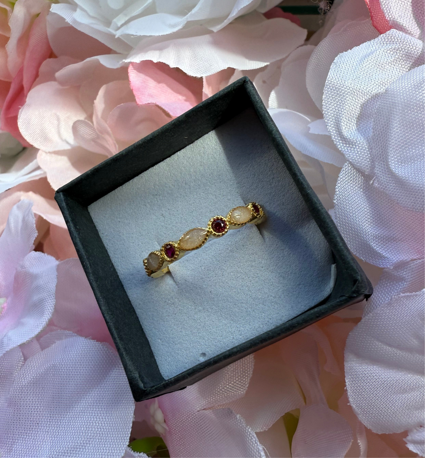 Gold Coated Birthstone Keepsake Ring